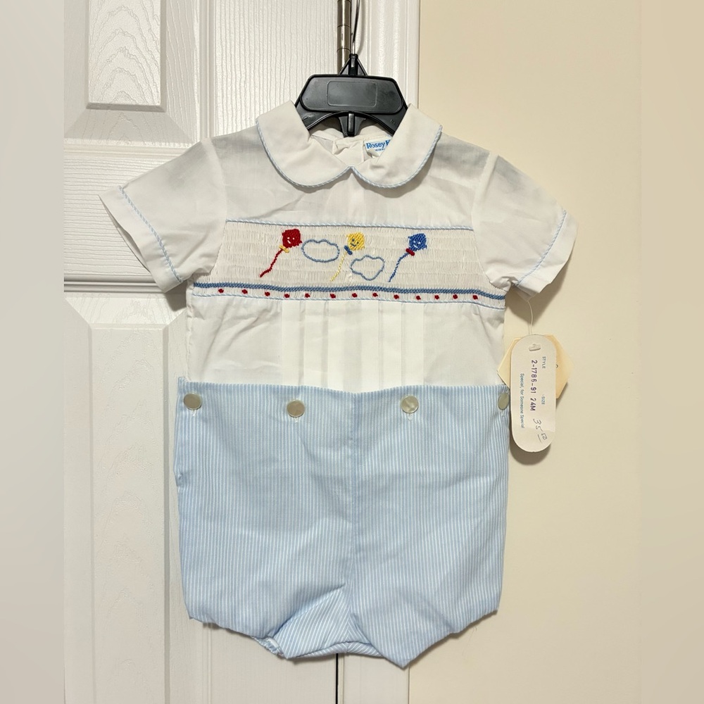 Baby Boy Hand Smocked Bubble Romper Kites